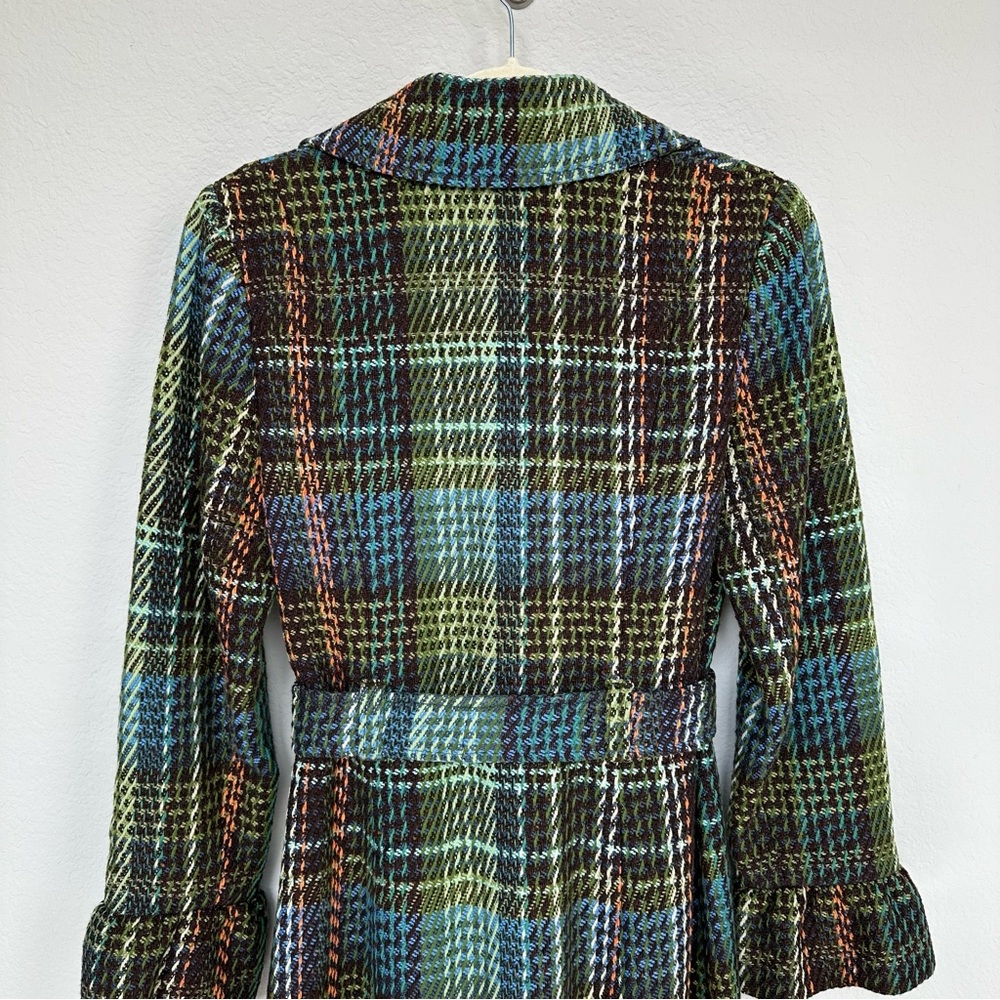 Anthropologie Elevenses Wool Blend Plaid Long Coat 4 - Picture 8 of 16